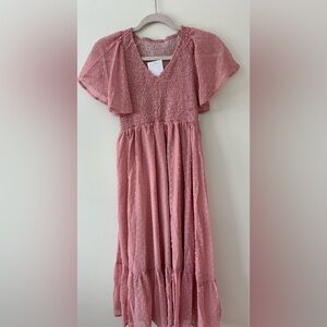 Pink Flutter Sleeve MATERNITY Dress